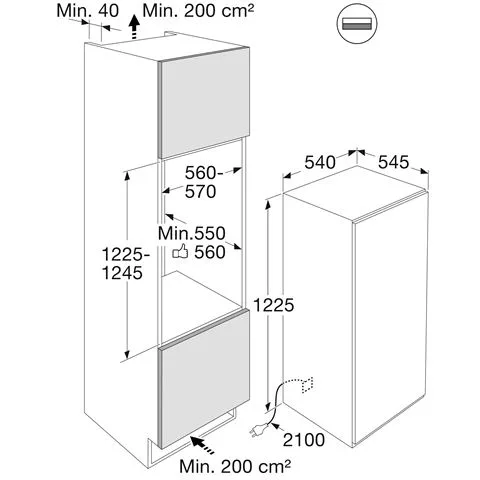 Etna KKD7122koeler 122 cm nis d.o.d. - Afbeelding 2